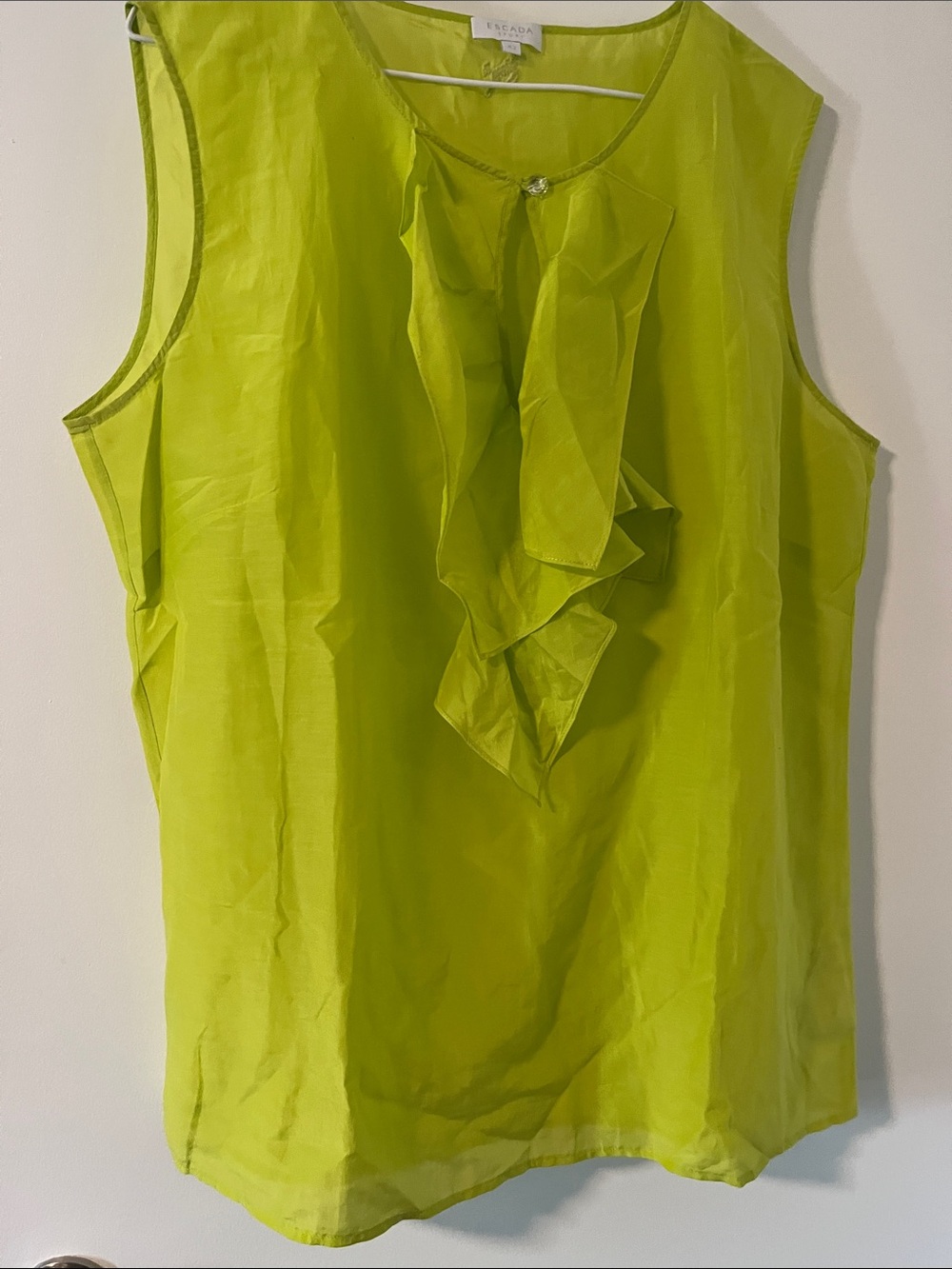 Escada Lime Green Ruffle Sleeveless Top